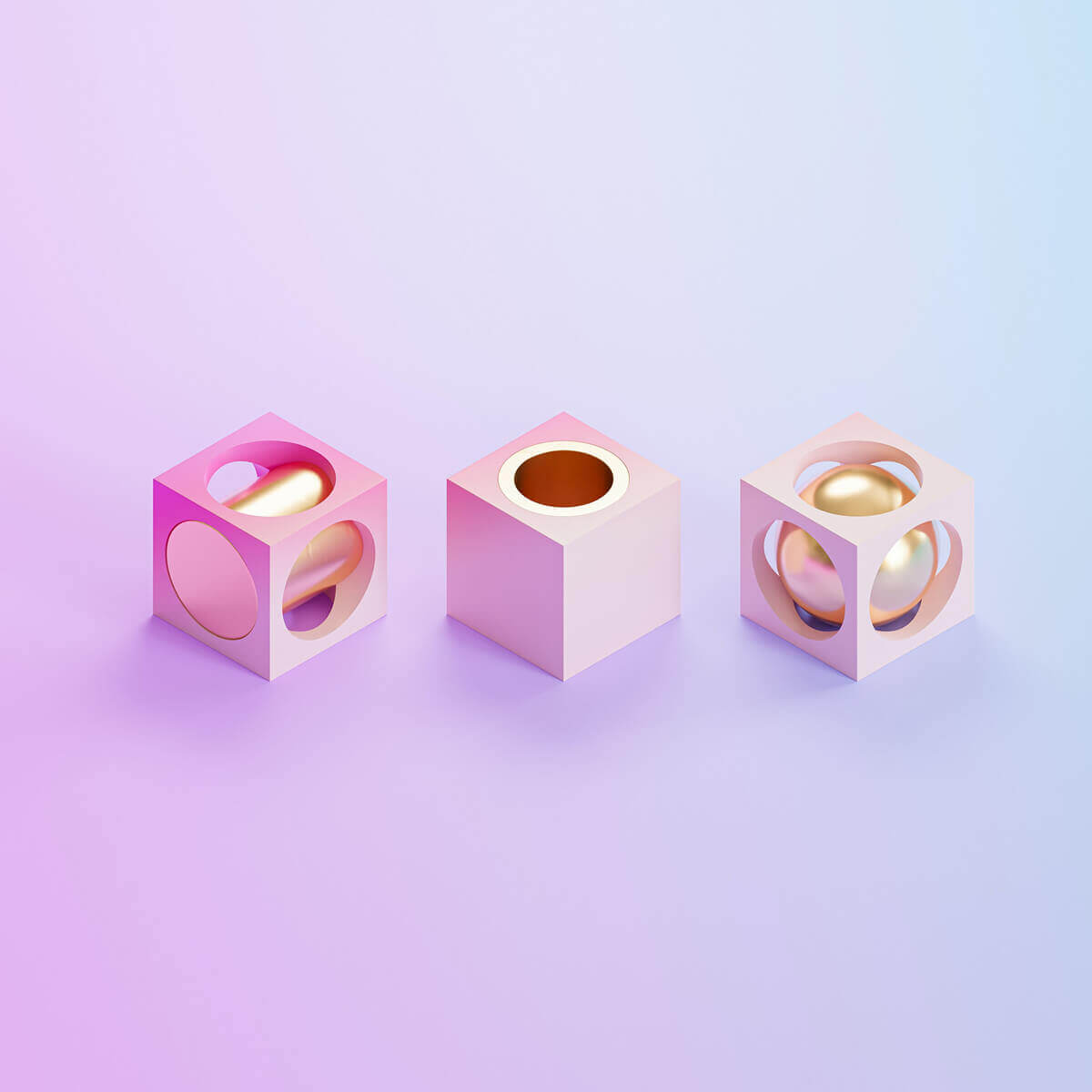 Three Pink Cube